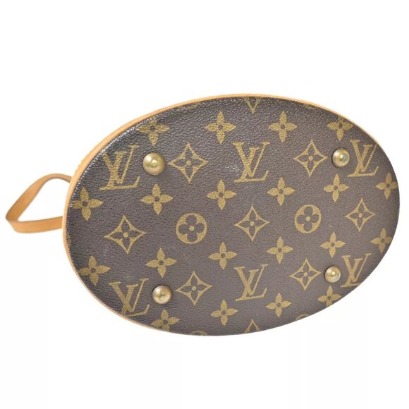 LOUIS VUITTON BUCKET PM Shoulder Tote Bag Monogram Leather Brown - Picture 5 of 10